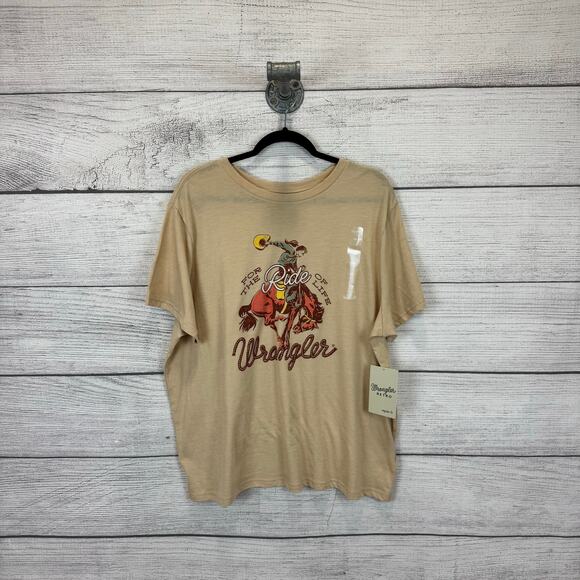 Wrangler Retro Plus Size Tan Western Rodeo Short Sleeve Graphic Tee Size XXL - Picture 1 of 7